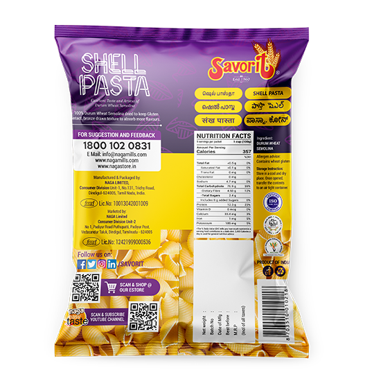 Savorit Durum Wheat Pasta 500g (Shell)